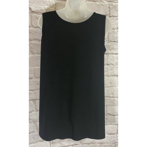 Clara Sun Woo Large Black Pullover Sleeveless Tunic Tank Top Stretchy Shirt - Picture 4 of 8